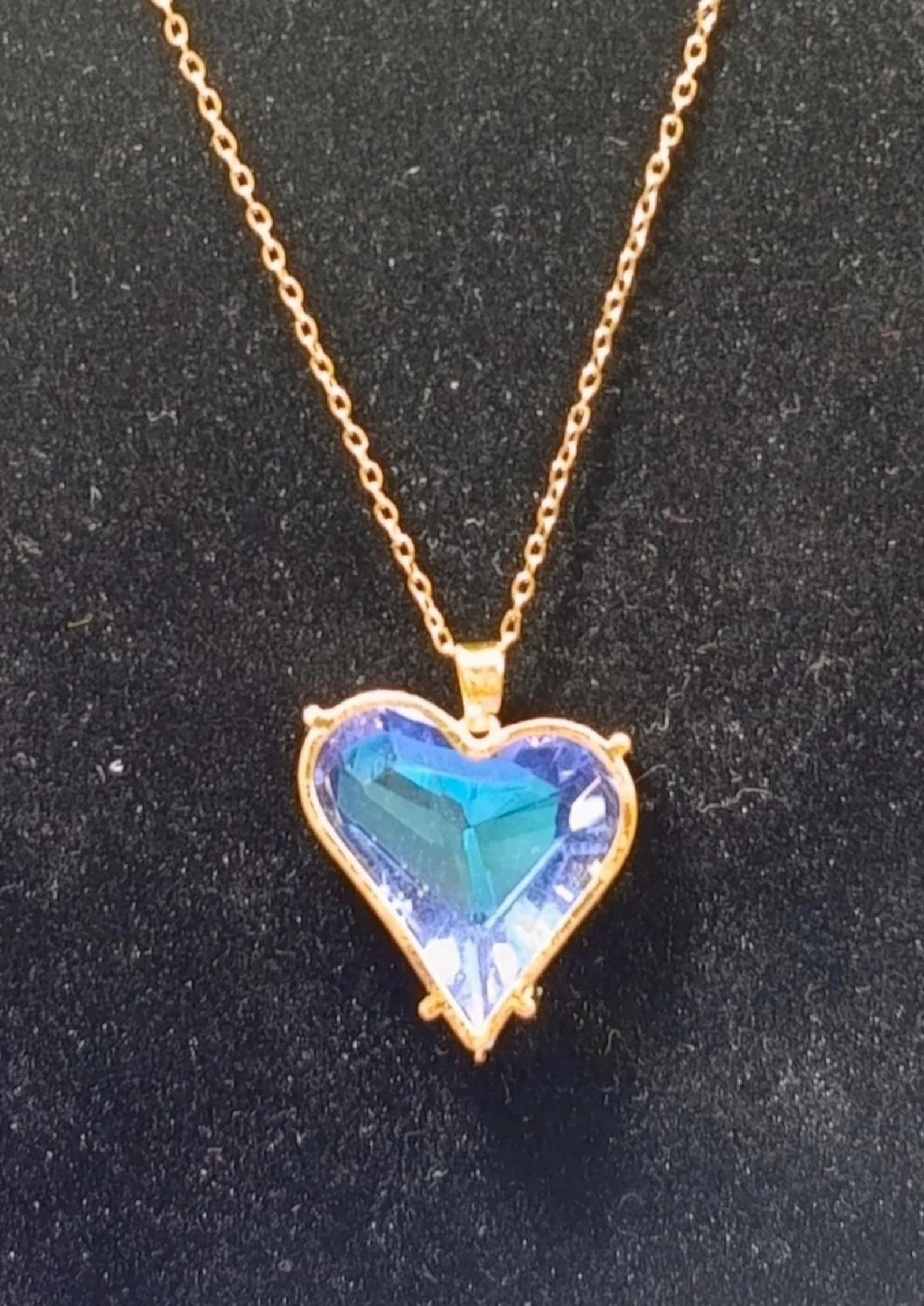 Golden steel necklace transparent acrylic heart 48 cms – photo 3